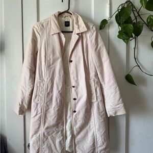 GAP Women's Pale Pink Quilted Long Trench Coat size medium